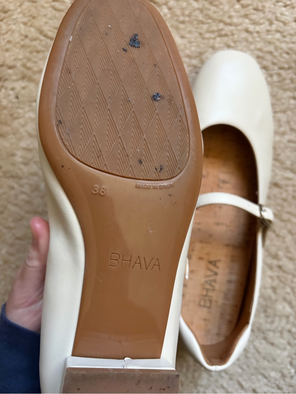 Bhava vegan leather ballet flats ivory UK 38 US 7.5 - 8 with bag - Picture 8 of 10